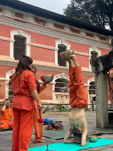 Sound and asana together, Pashupatinath