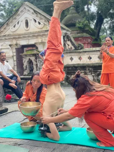 Sound and asana together, Pashupatinath