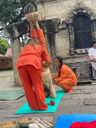 Sound and asana together, Pashupatinath